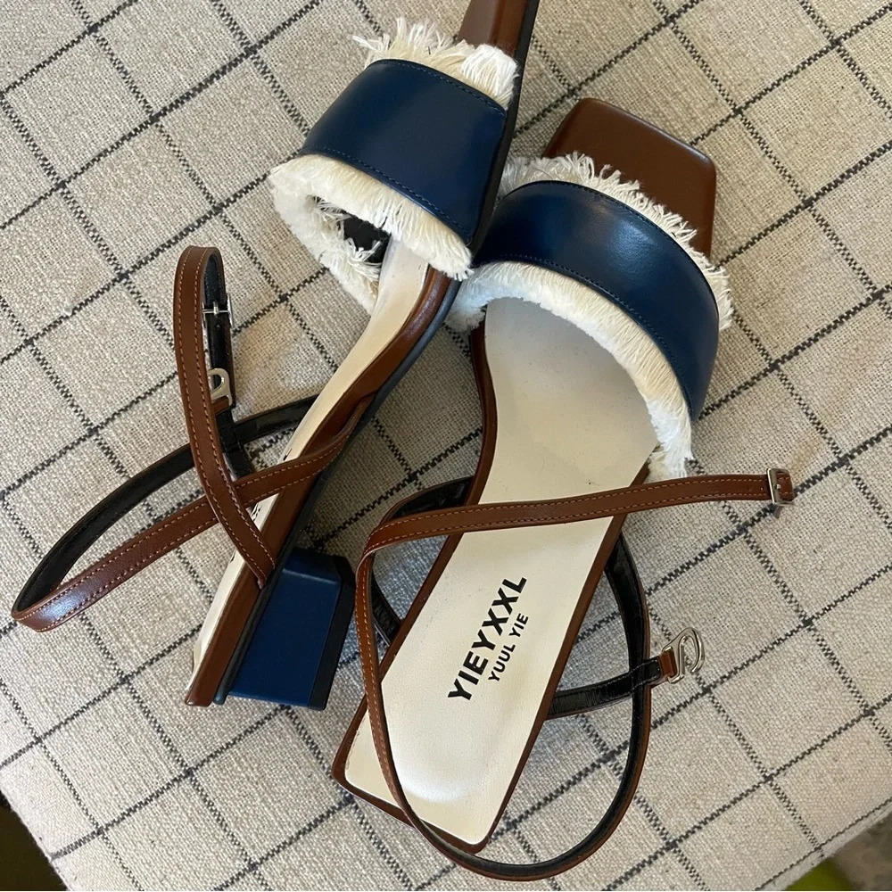 Yuul Yie Navy and Brown Sandals - Picture 5 of 6